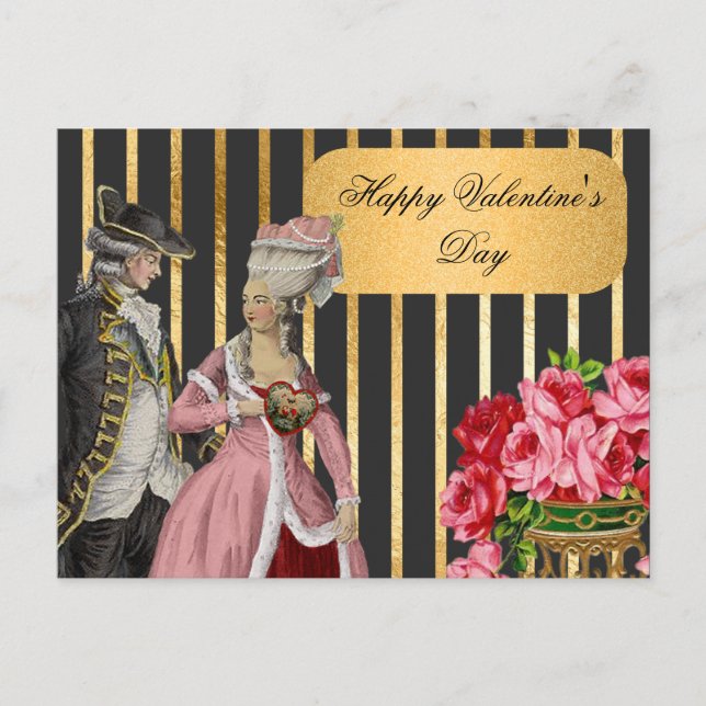 Black och Guld Marie Antoinette Valentine Helg Vykort (Framsida)
