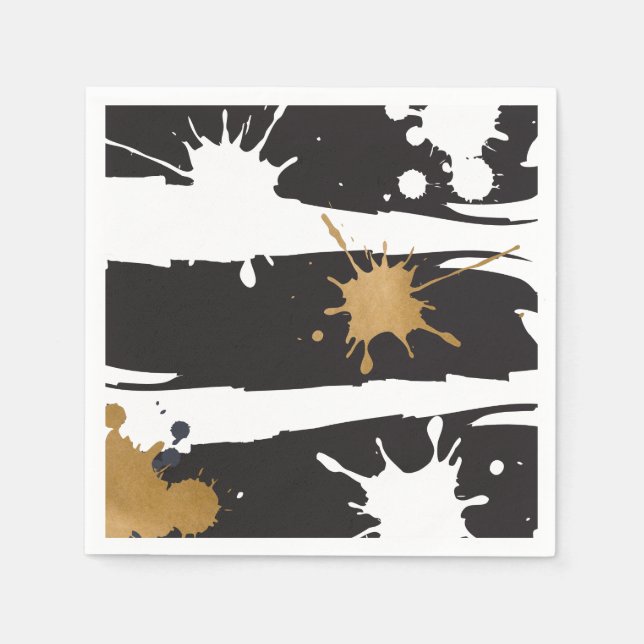 Black och Guld Napkins Pappersservett (Framsidan)