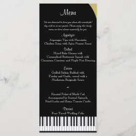 Black och Guld Piano Bröllop Menu Meny