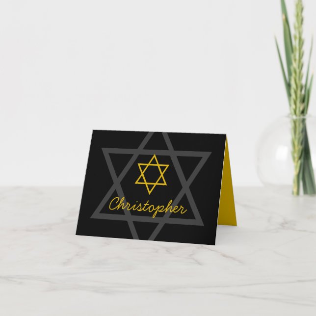 Black och Guld Pub Mitzvah Tack Kort (Framsida)