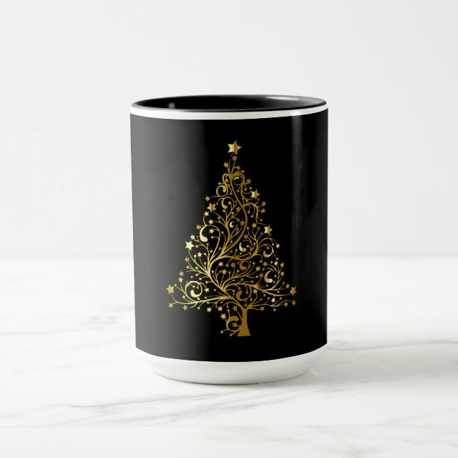Black och Guld Sparkly Julgran Mugg (Center)