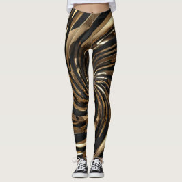 Black och Guld Swirl Leggings
