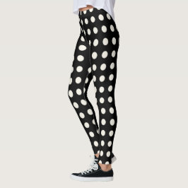 Black och Ivory Polka dots Leggings