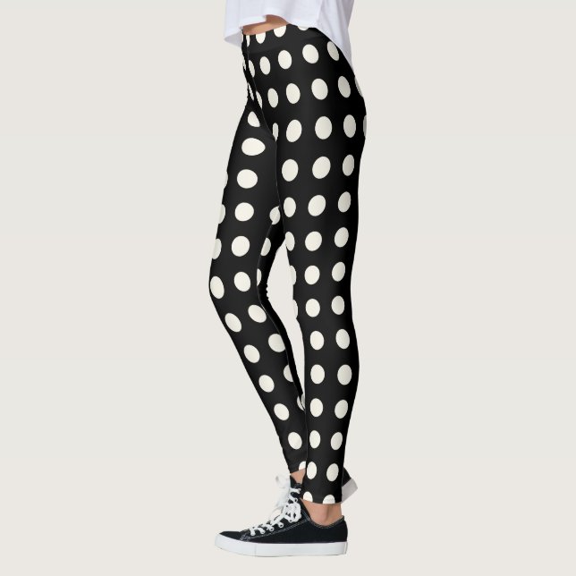 Black och Ivory Polka dots Leggings (Vänster)