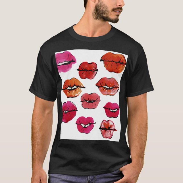 Bläck och läppar t shirt (Framsida)