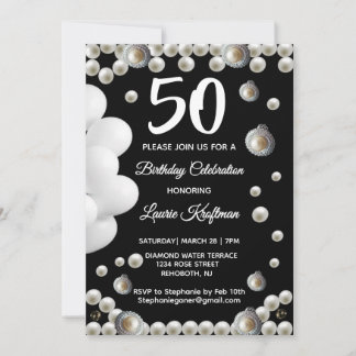Black och Pearls 50-årsfirande Inbjudningar