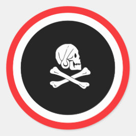 Black och RedJolly Roger Pirat Runt Klistermärke
