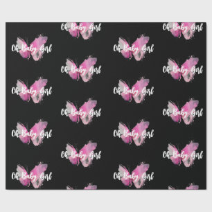 Black och Rosa Butterfly Oh Flicka Presentpapper