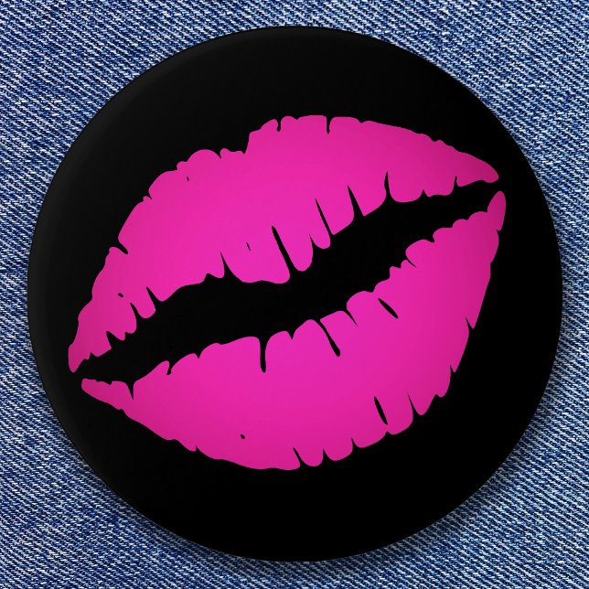 Black och Shock rosa Ombre Kiss Knapp (Black and Hot Pink Ombre Kiss Button)