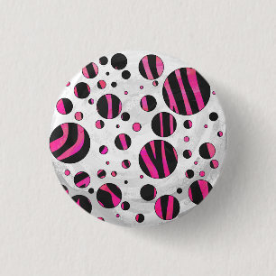 Black och Shock rosa Piloka Dot Zebra Knapp