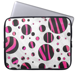 Black och Shock rosa Piloka Dot Zebra Laptop Fodral