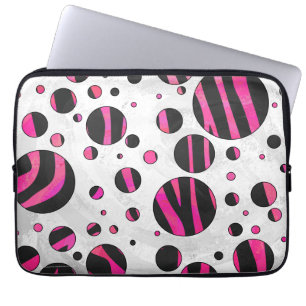 Black och Shock rosa Piloka Dot Zebra Laptop Sleeve