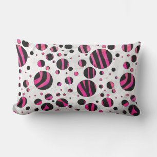 Black och Shock rosa Piloka Dot Zebra Lumbarkudde