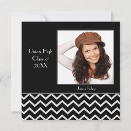 Black och Silver Chevron Studenten Inbjudningar