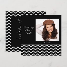 Black och Silver Chevron Studenten Inbjudningar