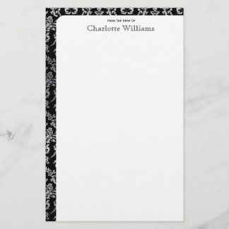 Black och Silver Damask Brevpapper