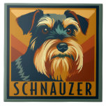 Black och Silver Schnauzer Retro Porträtt Kakelplatta<br><div class="desc">Perfekten till Schnauzer Mammor och Schnauzer Pappor. Rakande retro-stil Schnauzer porträtt med en särskild skäggig munstycke av rasen,  en uttrycklig mörk ögon och en vekig jacka. Schnauzers är känt för sin intelligens,  vaksamhet och andlighet och är lojala kompanjoner och mångsidiga arbetande hundar med ett stolt tyskt arv.</div>