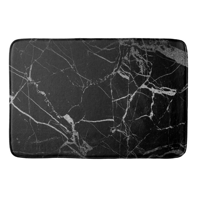Black och Silver Vein Marble Badrumsmatta (Framsidan)
