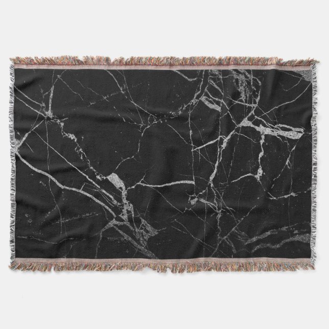 Black och Silver Vein Marble Filt (Framsidan)