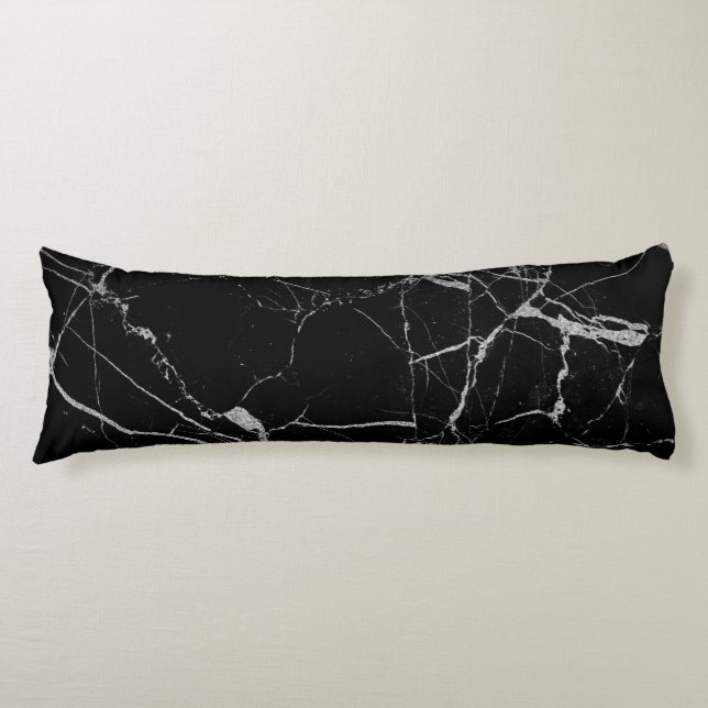 Black och Silver Vein Marble Kroppskudde (Framsidan)