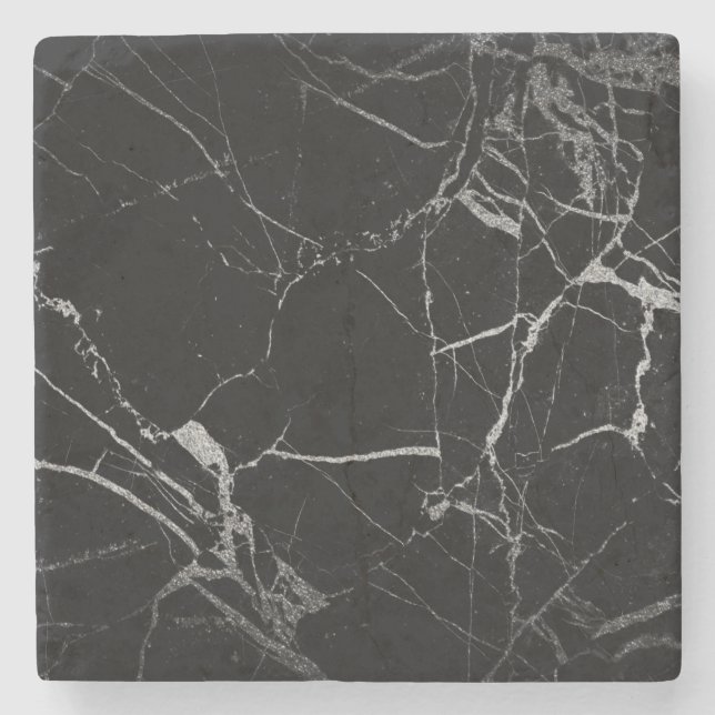 Black och Silver Vein Marble Stenunderlägg (Framsidan)