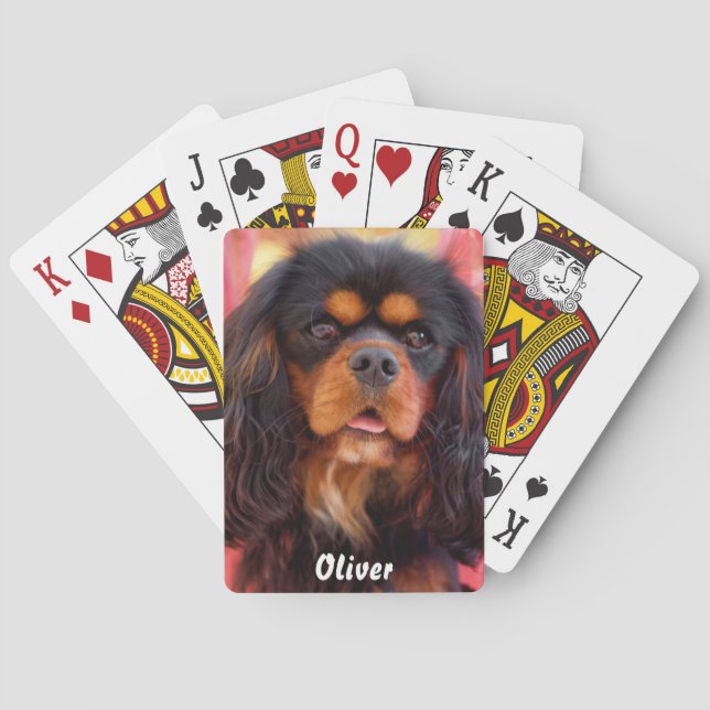 Black och Tan Cavalier Kung Charles Spain Hund Casinokort (Baksidan)
