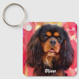 Black och Tan Cavalier Kung Charles Spain Hund Nyckelring