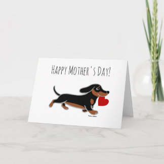 Black och Tan Dachshund Mors dag Kort