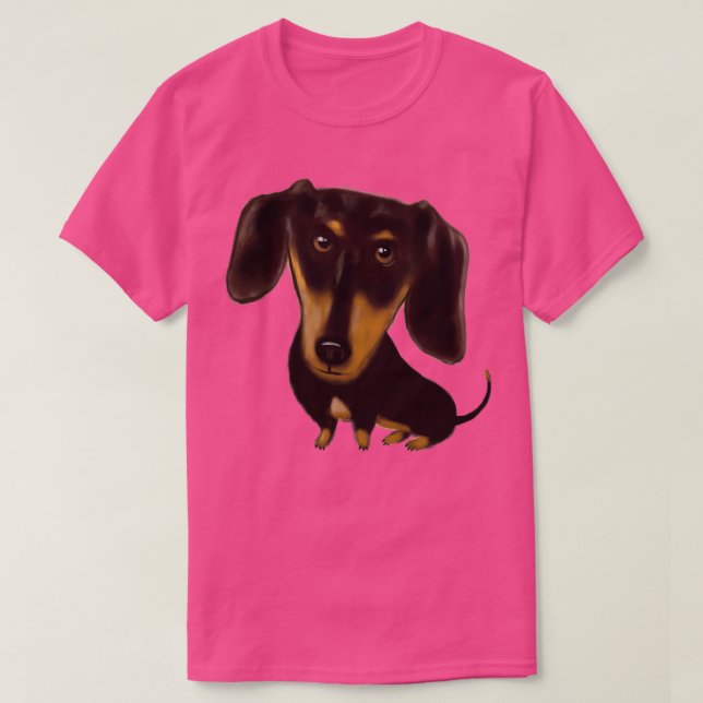Black och Tan Dachshund T Shirt (Design framsida)