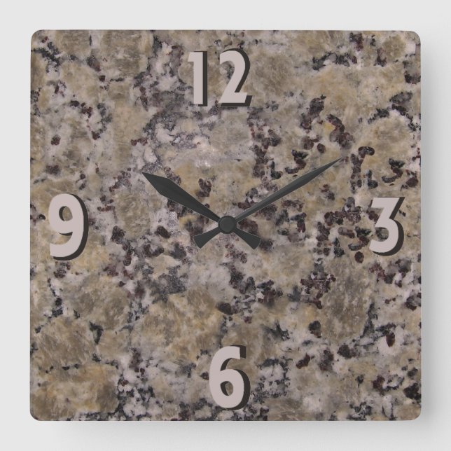 Black och Tan Granite Fyrkantig Klocka (Framsida)