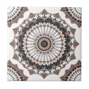 Black och Tan Mandala Mönster Kakelplatta