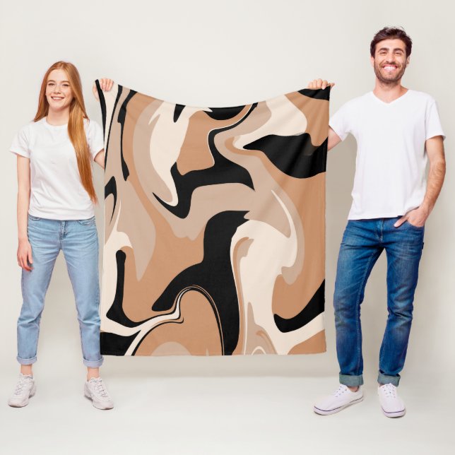 Black och Tan Marble Mönster Fleecefilt (På plats)