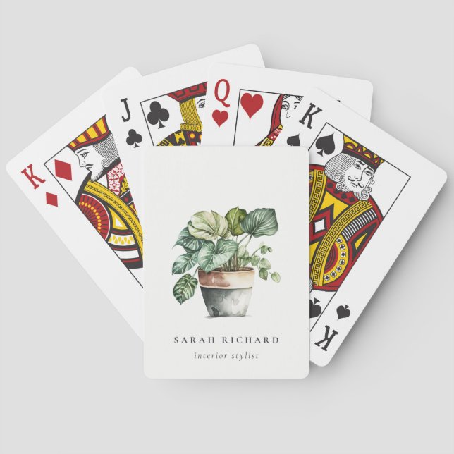 Bläck- och vattenfärg, botaniska casinokort (Baksidan)