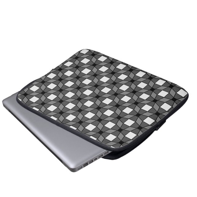 BLack och vit vågoptisk Illusion Mönster Laptop Fodral (Framre botten)
