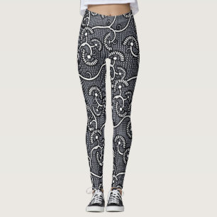 BLACK OCH VITBLANDNINGAR AV JAPANESE MÖNSTER LEGGINGS