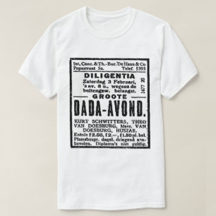 BLACK OCH VITE DADA ART NEWSPAPER ADVERT TEE SHIRT