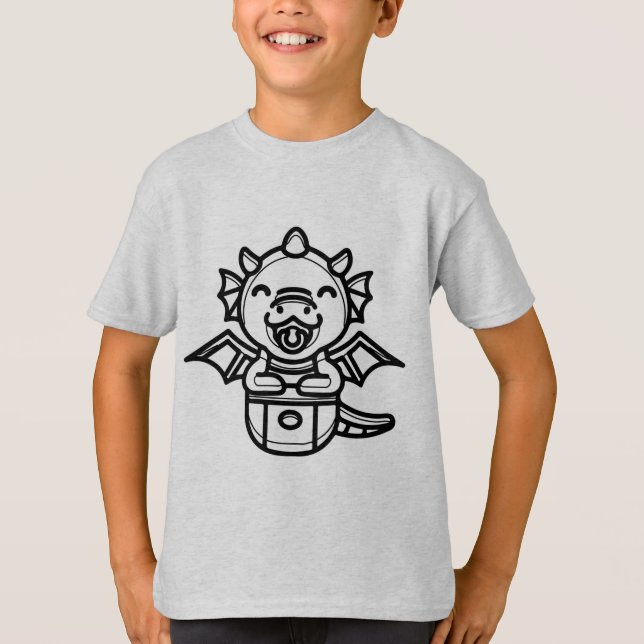 BLACK OCH WHITE #13 - Smal dragon i fickan T Shirt (Framsida)