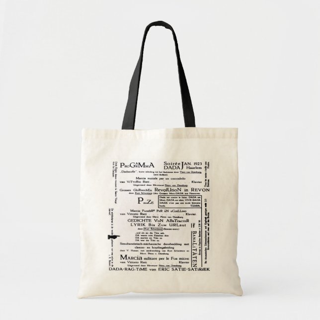 BLACK OCH WHITE DADA ART PROGRAM SOIREE Tote Bag Tygkasse (Framsidan)