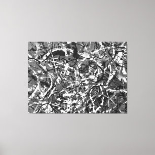 BLACK OCH WHITE LI - Åtgärdsmålning -Abstrakt- Canvastryck