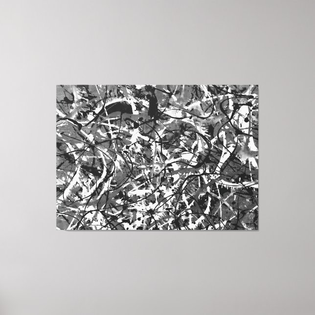 BLACK OCH WHITE LI - Åtgärdsmålning -Abstrakt- Canvastryck (Framsida)