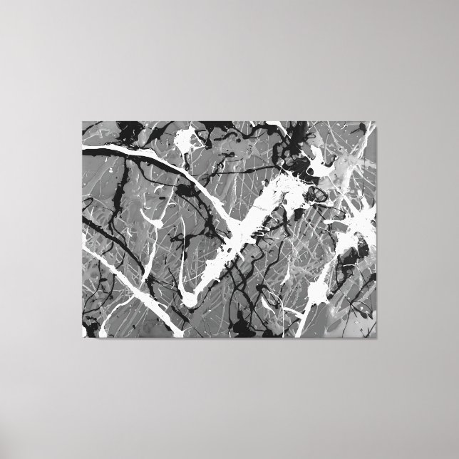 BLACK OCH WHITE LII - Åtgärdsmålning - Abstrakt- Canvastryck (Framsida)