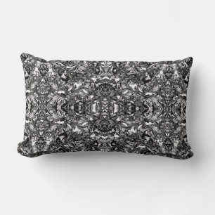 BLACK OCH WHITE MODERN BAROQUE ORNAMENTAL ULL LUMBARKUDDE