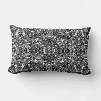 BLACK OCH WHITE MODERN BAROQUE ORNAMENTAL ULL LUMBARKUDDE