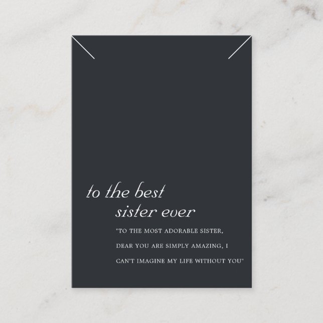 BLACK OCH WHITE SISTER GIFT NECKLACE VISNING CARD PLACERINGSKORT (Framsida)