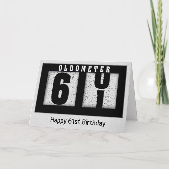 Black Odometer för 61:a födelsedagen Kort (Framsida)