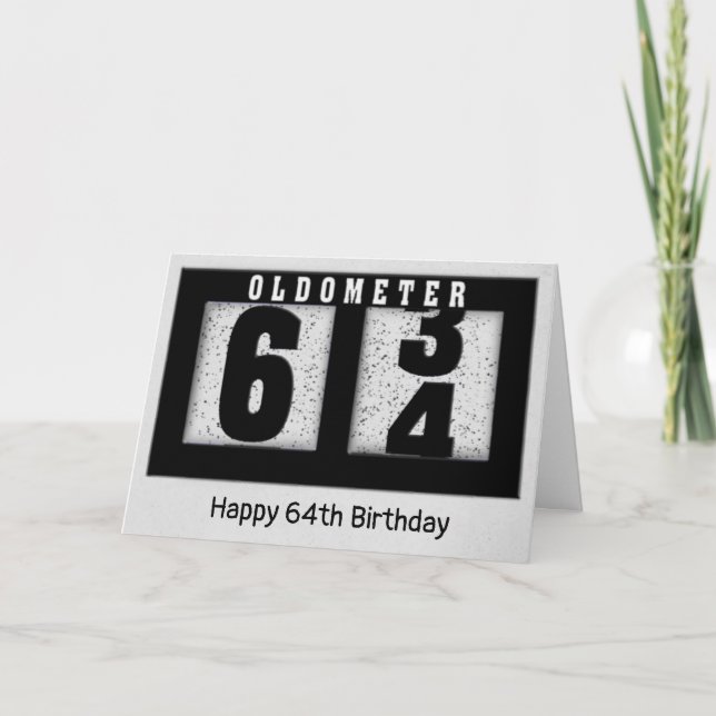 Black Odometer för 64:e födelsedagen Kort (Framsida)