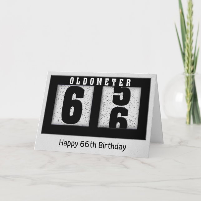 Black Odometer för 66:e födelsedagen Kort (Framsida)