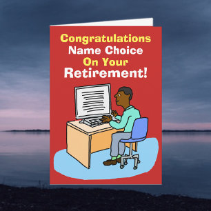 Black Office Worker eller Computer User Pension Kort