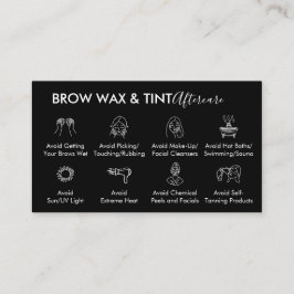 Black Öga Brow Vax Tint Aftercare Instruction Visitkort