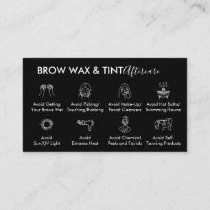 Black Öga Brow Vax Tint Aftercare Instruction Visitkort